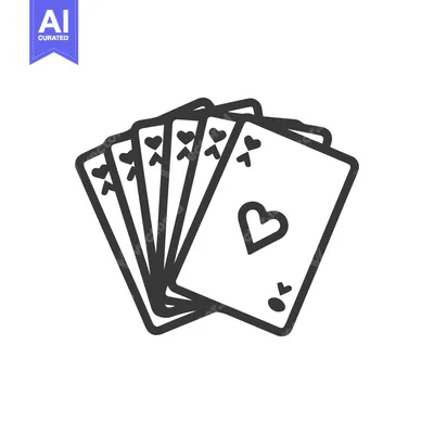 Aset desain premium: Minimalist Heart Suit Playing Cards Icon, Gambling Concept, Black Outl