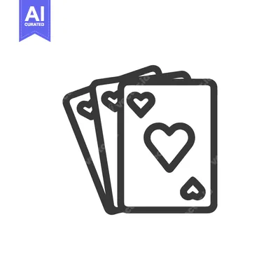 Premium design asset: Three Hearts Playing Cards Icon, Outline Style, Isolated on White
