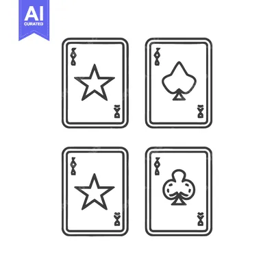 Aset desain premium: Minimalist Four Suits: Star, Spade, Star, Clover Playing Card Outline