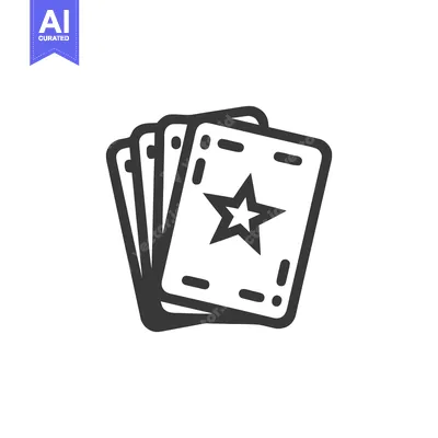 Aset desain premium: Minimalist Icon of Playing Cards with Star Symbol, Black and White Des