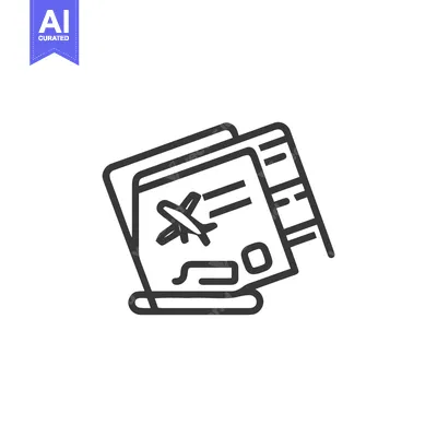Aset desain premium: Minimalist Airline Tickets Icon: Travel, Flight, and Adventure Symbol