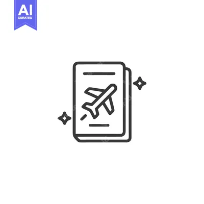 Popular premium asset: Minimalist Passport Icon with Airplane and Sparkles, Travel Theme