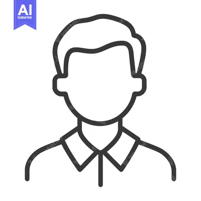 Aset desain premium: A simple line drawing depicting a generic male person figure