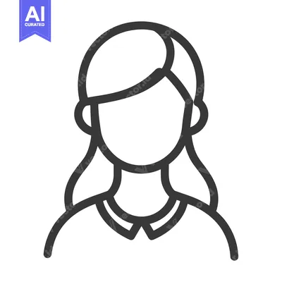 Aset premium populer: Simplified line drawing of a woman showing shoulders and long hair