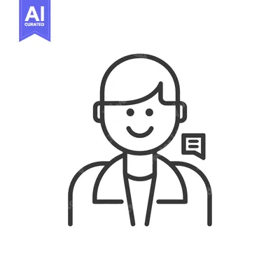 Aset desain premium: A smiling person with a message bubble icon on the right side