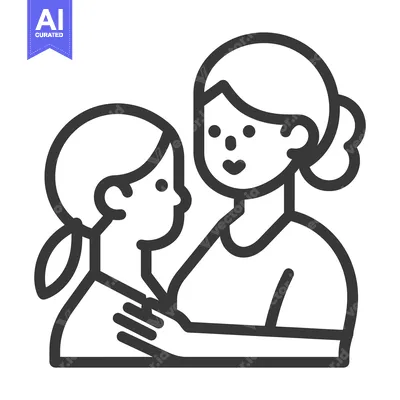Aset desain premium: A mother embraces her child with a look of affection