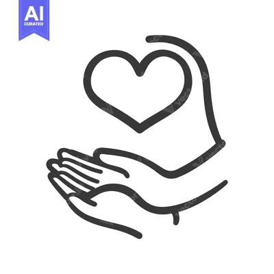 Aset desain premium: A simple sketch depicting hands cupping and offering a heart