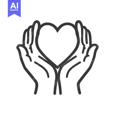 Aset premium populer: Two hands cradling a heart shaped symbol of affection and care