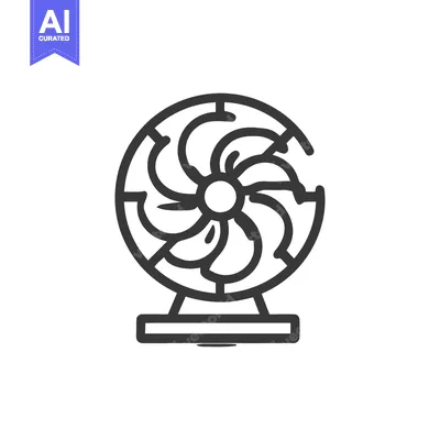 Minimalist Fan Icon: Cooling Technology, Ventilation, and Modern Desig