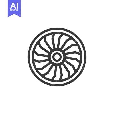 Aset premium populer: Turbine Icon: Sleek, Modern Design with Radial Blades and Circular Fra