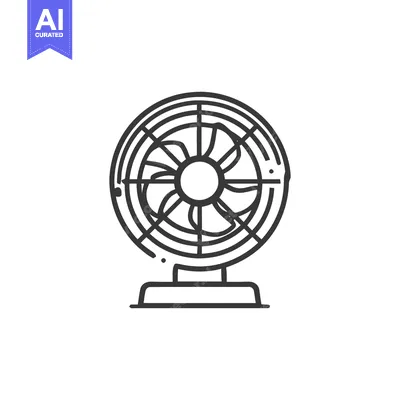 Aset desain premium: Minimalist Line Art: Vintage Electric Fan Illustration on White Backgr