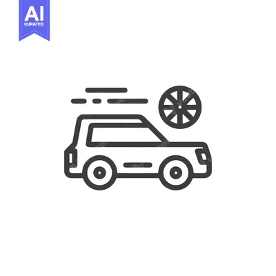 Popular premium asset: Fast Car Icon: SUV with Speed Lines and Wheel Symbol, Outline Style