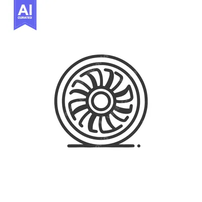 Premium design asset: Minimalist Turbine Icon: Circular Design with Radial Blades and Subtle