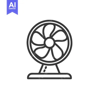 Popular premium asset: Minimalist Fan Icon: Black Outline on White Background, Cooling Applia