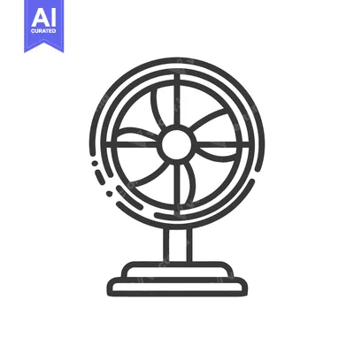 Aset premium populer: Minimalist Table Fan Icon with Motion Lines on White Background