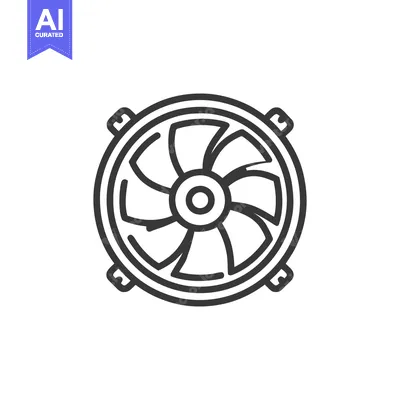 Aset premium populer: Minimalist Line Art: Computer Fan Icon with Circular Design and Mounti