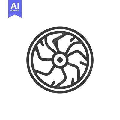 Premium design asset: Minimalist Line Art: Circular Fan with Curved Blades on White Backgrou