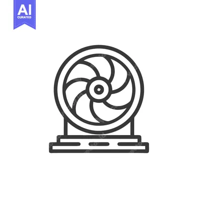 Aset premium populer: Minimalist Fan Icon: Clean Line Art of Cooling Device on White Backgro