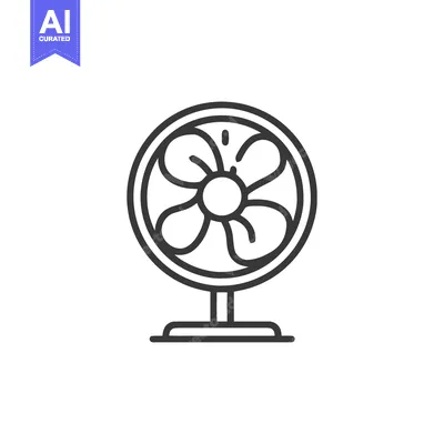 Premium design asset: Minimalist Line Art: Table Fan Icon on White Background, Cooling Appli