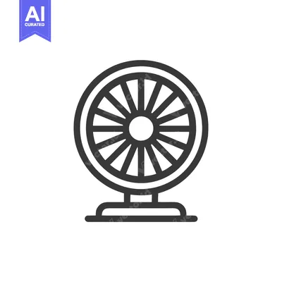 Popular premium asset: Minimalist Fan Icon: Circular Design with Spokes and Base, Black Outli