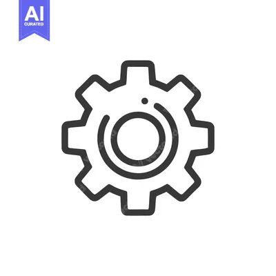 Aset desain premium: Minimalist Gear Icon with Circular Center and Dot Detail on White Back