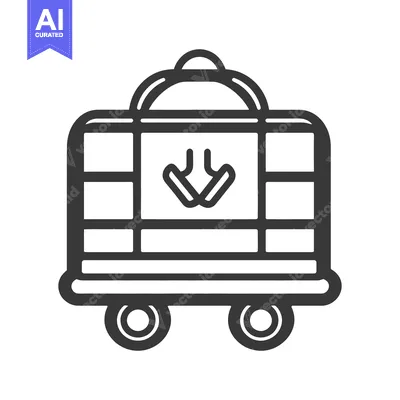Aset desain premium: A simple grayscale illustration of a small cart or wagon