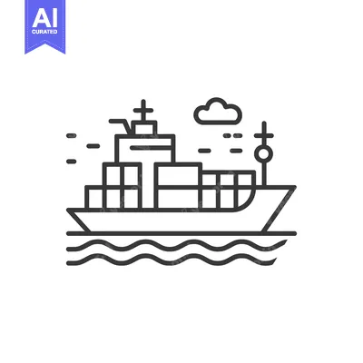 Aset premium populer: Cargo Ship Sailing on the Ocean with a Single Cloud in the Sky