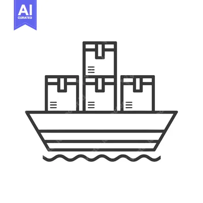 Aset premium populer: Cargo Ship with Boxes on Deck