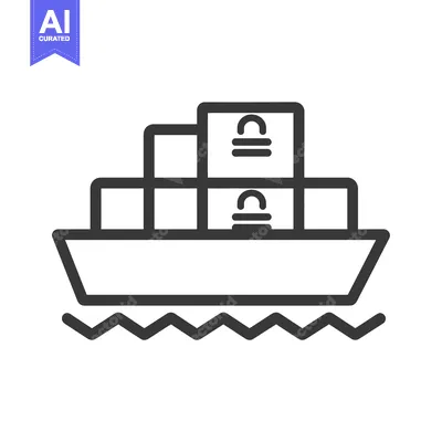 Aset desain premium: Cargo Ship with Containers on the Water