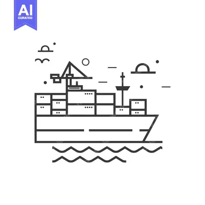 Aset premium populer: Cargo Ship with Crane on Deck Sailing on the Sea