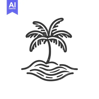 Popular premium asset: An artistic illustration of a palm tree on a small sandy island