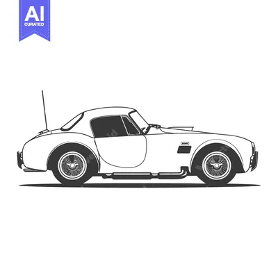 Aset premium populer: A Classic Sports Car Illustrated In A Simple Black And White Style