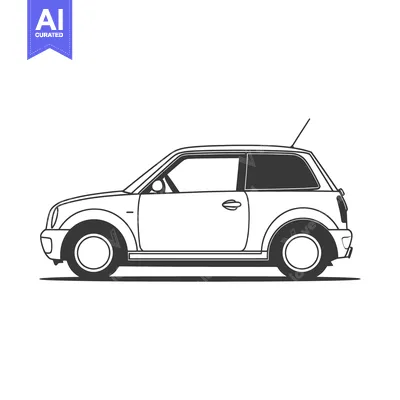 Aset premium populer: A small two door vehicle shown in simple black and white illustration