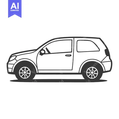 Aset desain premium: A two door compact car in black and white illustration