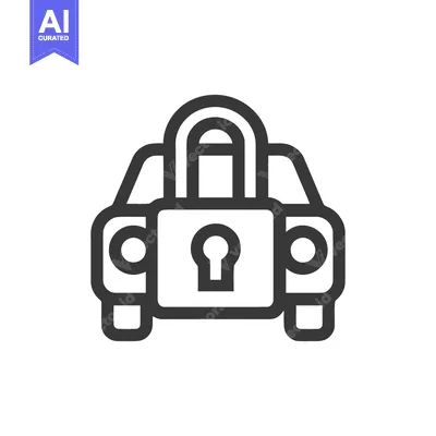 Popular premium asset: Car Security Icon: Stylized Vehicle with Padlock Overlay, Minimalist D