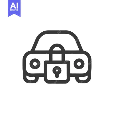 Premium design asset: Car Security Icon: Stylized Vehicle with Padlock, Protection Concept
