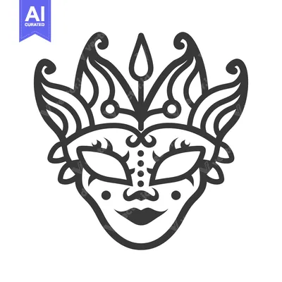 Aset premium populer: An intricate illustration of an ornamental mask with detailed design