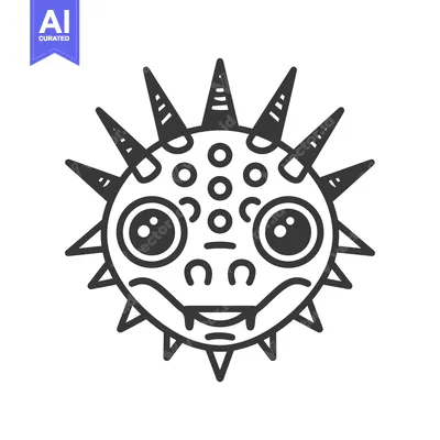 Premium design asset: A cartoon illustration showing a spiky creature with a face