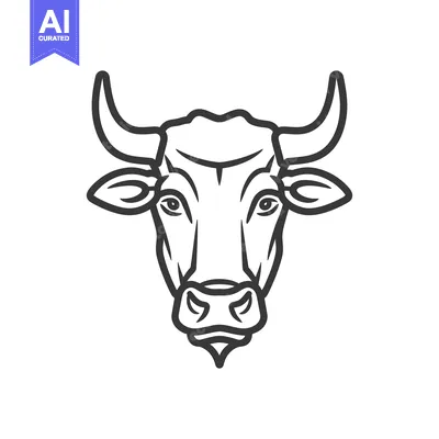Popular premium asset: A simple line drawing of a cow head facing forward