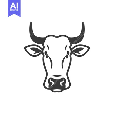 Aset desain premium: A Simple Black And White Graphic Depicting A Cattle Head