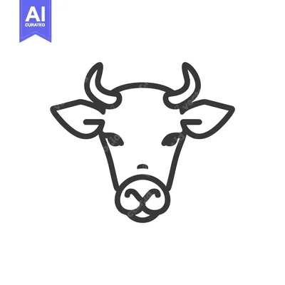 Aset premium populer: A simple minimalist line drawing of a cow head