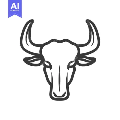 Aset premium populer: Simplified graphic illustration featuring the head of a bovine animal