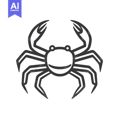 Aset desain premium: A stylized graphic illustration depicting a cheerful crab creature