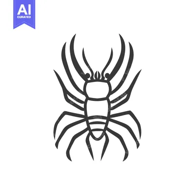 Aset premium populer: A black and white line drawing depicting an insect creature