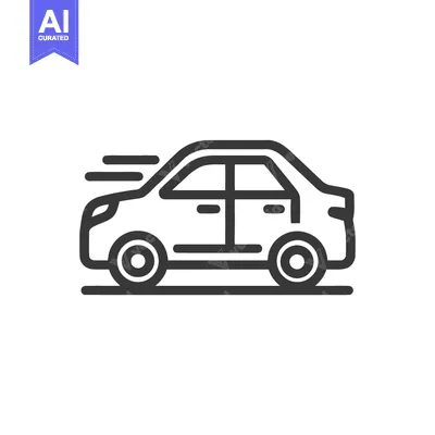 Aset desain premium: Sleek Car Icon: Modern Line Art Depicting Speed and Motion