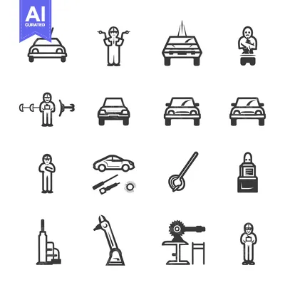 Aset desain premium: Car Repair and Maintenance Icon Set