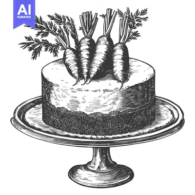 Popular premium asset: Carrot Cake on Elegant Cake Stand Decorated with Carrots