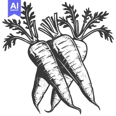 Aset premium populer: Several stylized carrots with their green leafy tops are visible