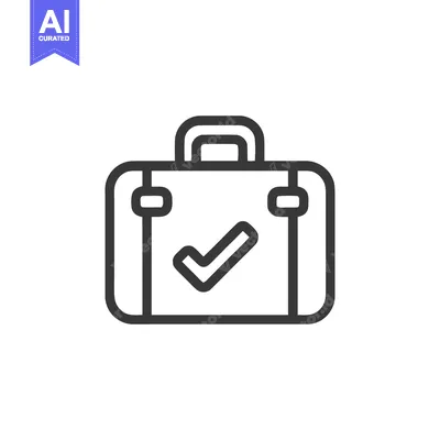 Aset premium populer: Suitcase with Checkmark: Minimalist Icon for Travel Approval and Busin