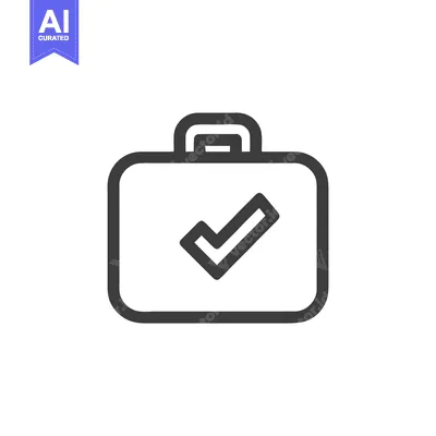 Aset premium populer: Approved Suitcase: Minimalist Icon of Business Travel with Checkmark